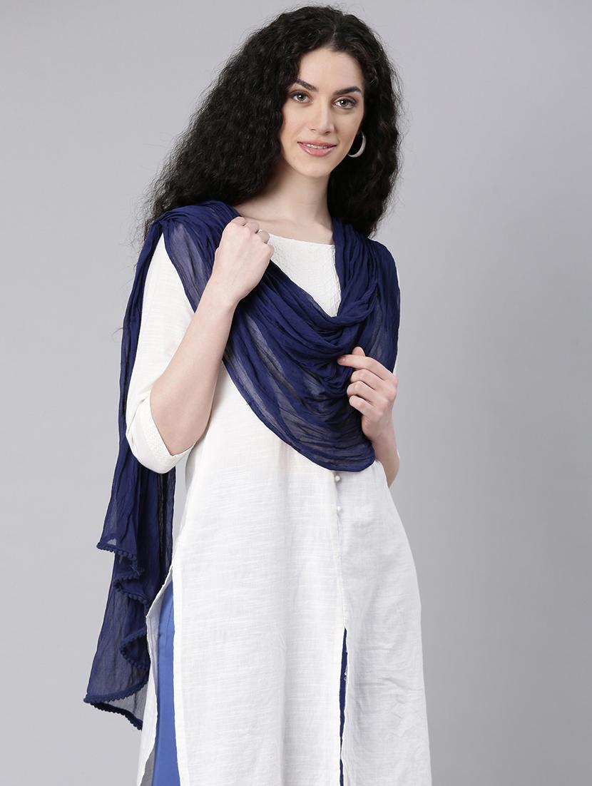 women blue solid dupatta - 21727998 -  Standard Image - 1