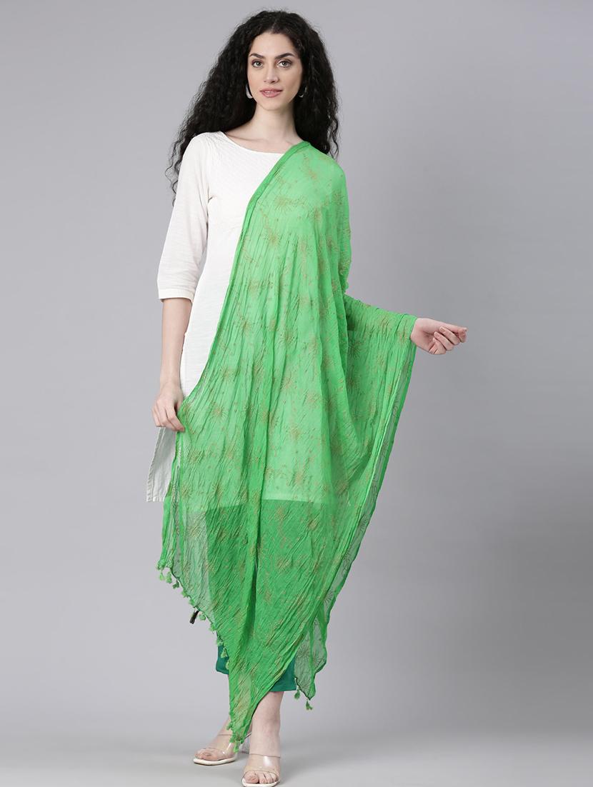 women green embellished dupatta - 21727999 -  Zoom Image - 0