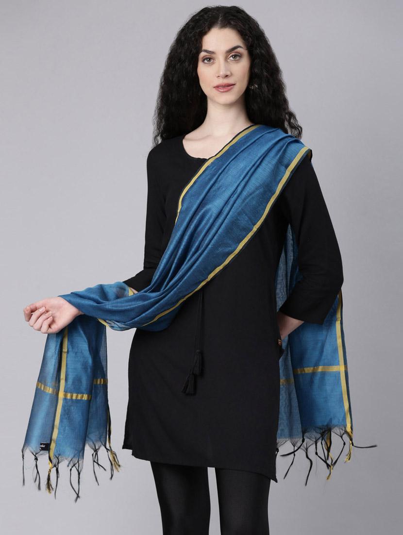 women blue solid dupatta - 21728008 -  Zoom Image - 0