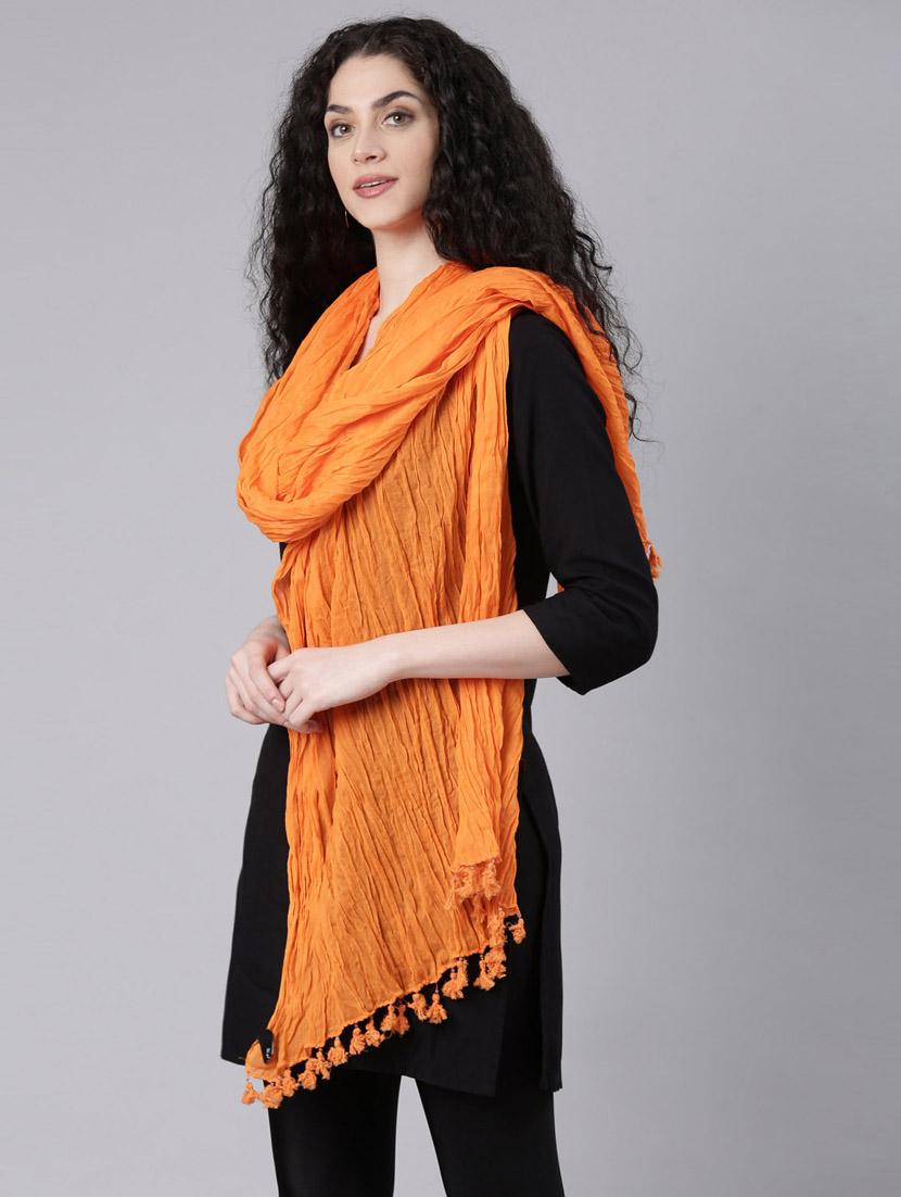 women orange solid dupatta - 21728015 - Standard Image - 1