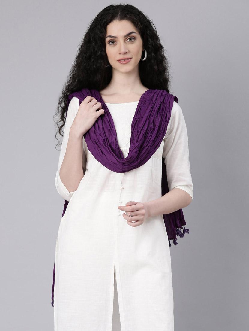 women purple solid dupatta - 21728016 -  Zoom Image - 0