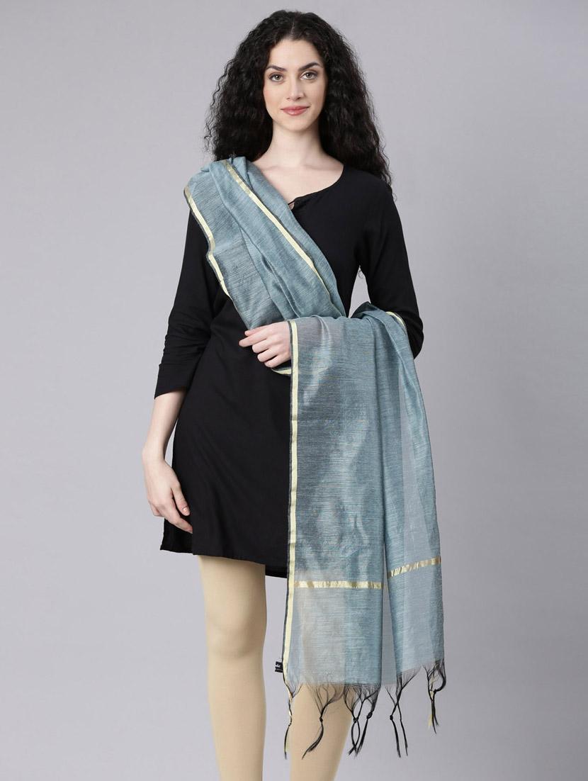 women purist blue solid dupatta - 21728021 - Zoom Image - 0