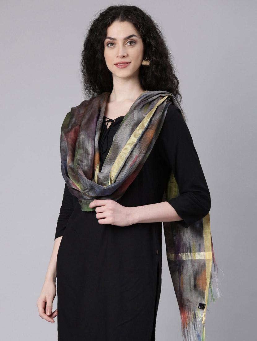 women grey printed dupatta - 21728024 -  Standard Image - 1