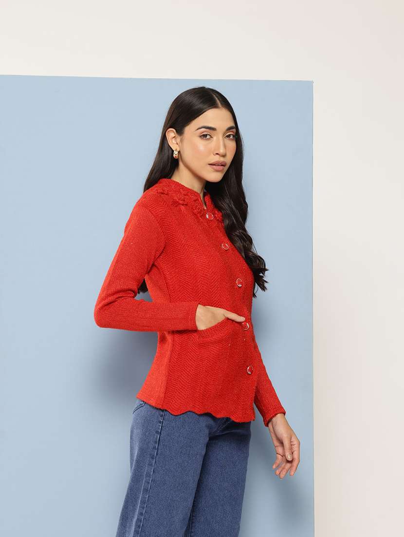 women long sleeves solid cardigan - 21728095 -  Standard Image - 1