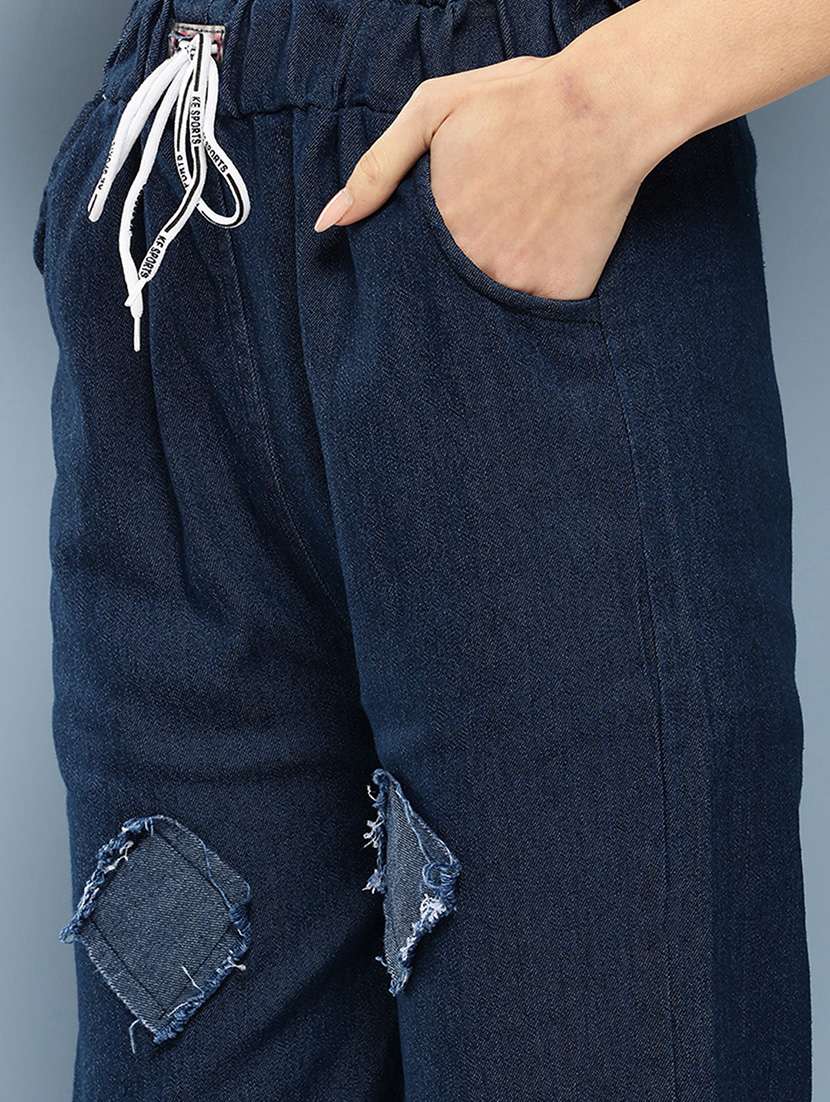 wome crop top and patched jacket with jeans - 21728105 - Standard Image - 6