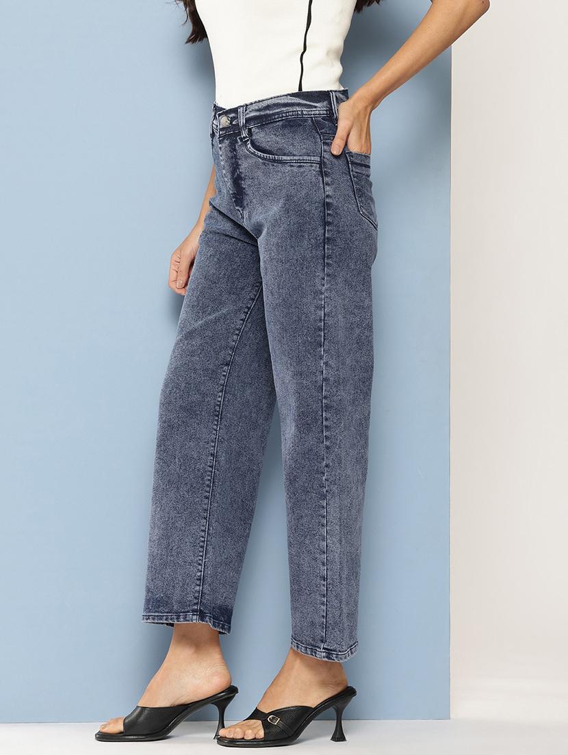 women solid high rise straight fit jean - 21728114 -  Standard Image - 1