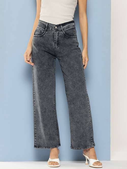 women solid high rise straight fit jean - 21728115 - Standard Image - 0