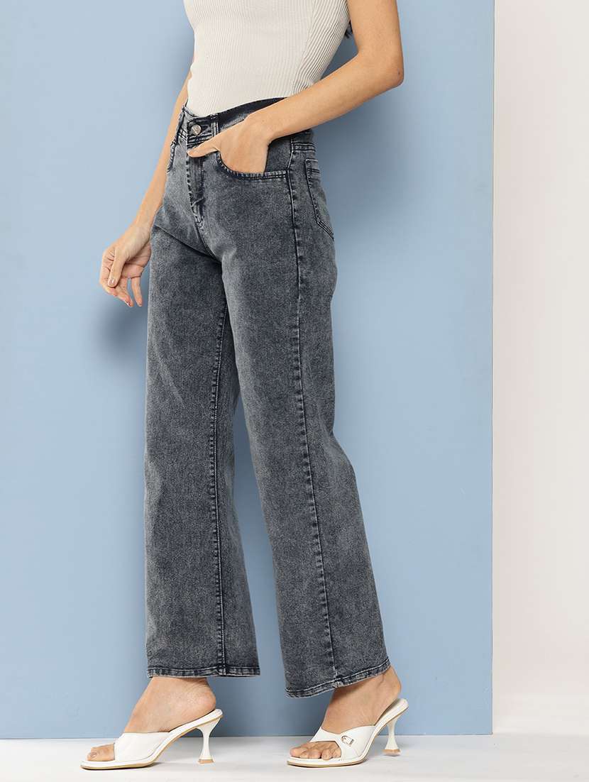 women solid high rise straight fit jean - 21728115 - Standard Image - 1