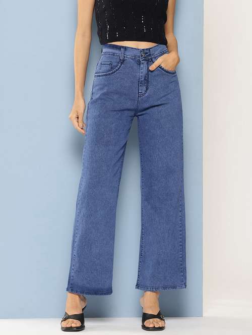 women solid high rise straight fit jean - 21728116 -  Standard Image - 0