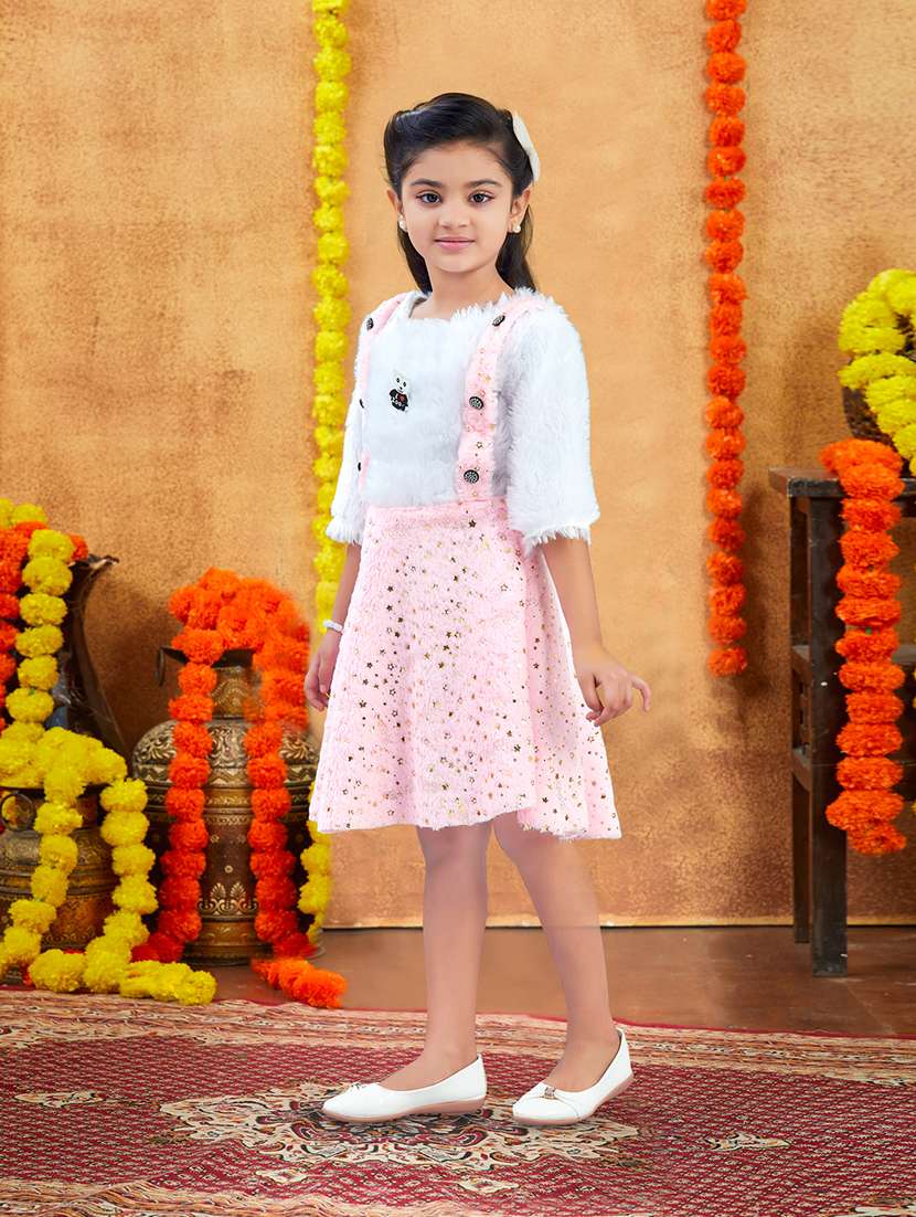 girls embellished round neck frock - 21728123 -  Standard Image - 1