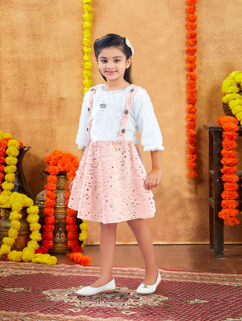 girls embellished round neck frock - 21728124 -  Standard Image - 1