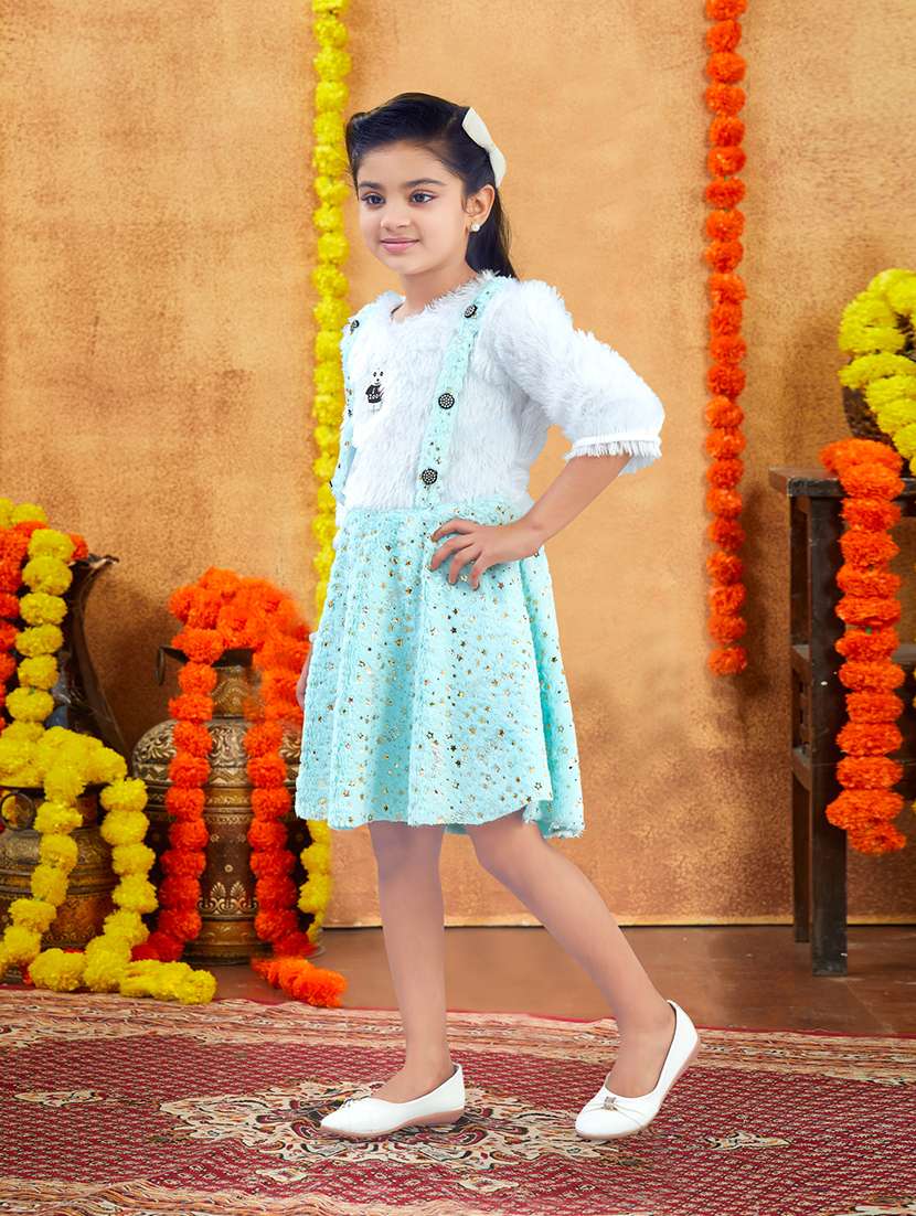 girls embellished round neck frock - 21728125 -  Standard Image - 1