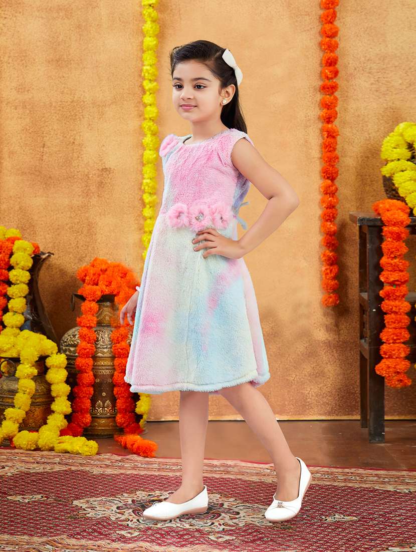 girls tie & dye round neck frock - 21728127 -  Standard Image - 1