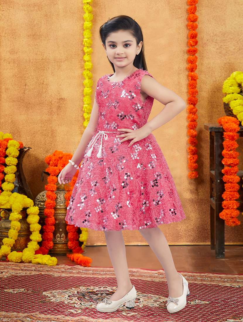 girls embellished round neck frock - 21728130 -  Standard Image - 1