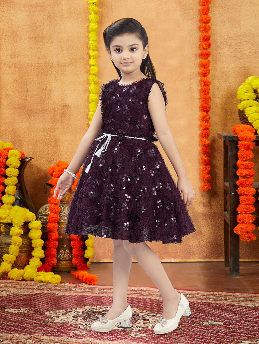 girls embellished round neck frock - 21728131 -  Standard Image - 1