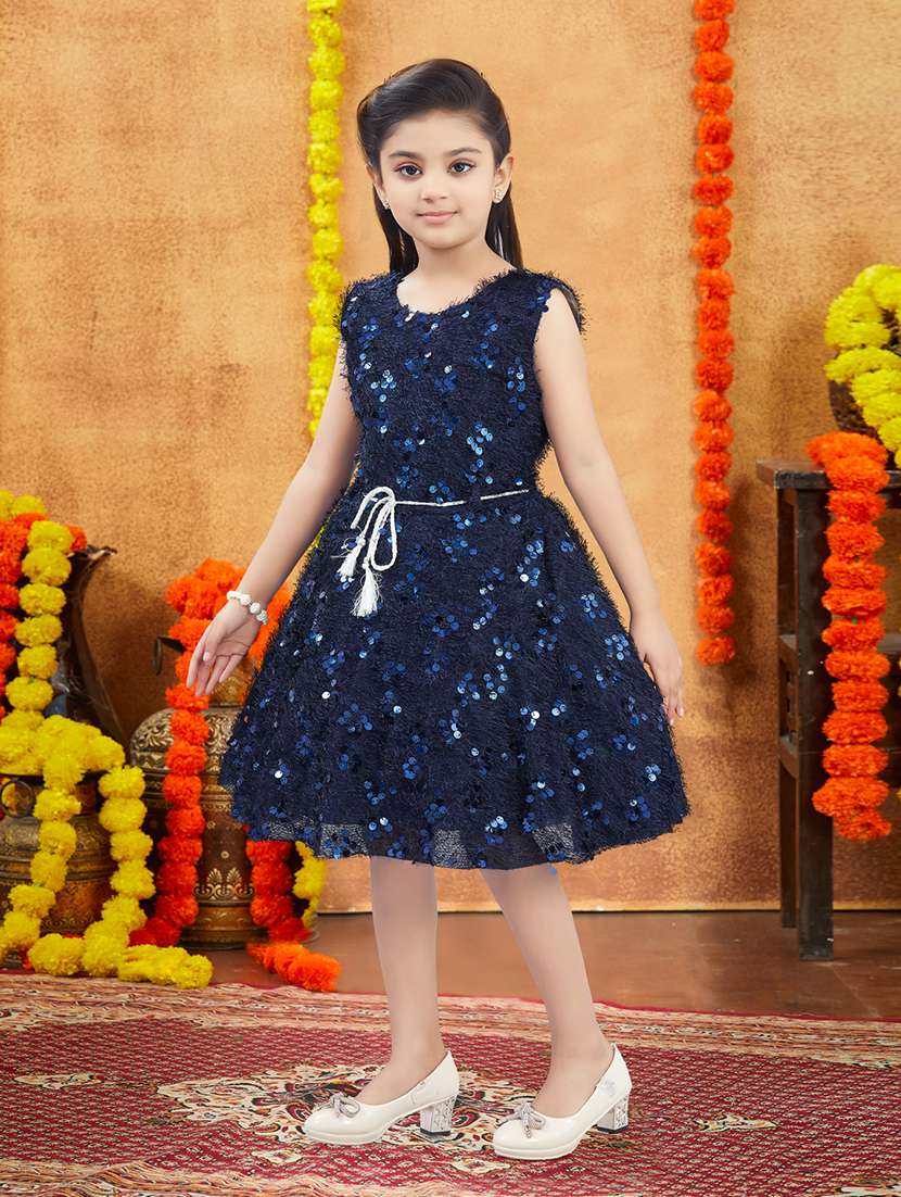 girls embellished round neck frock - 21728132 -  Standard Image - 1