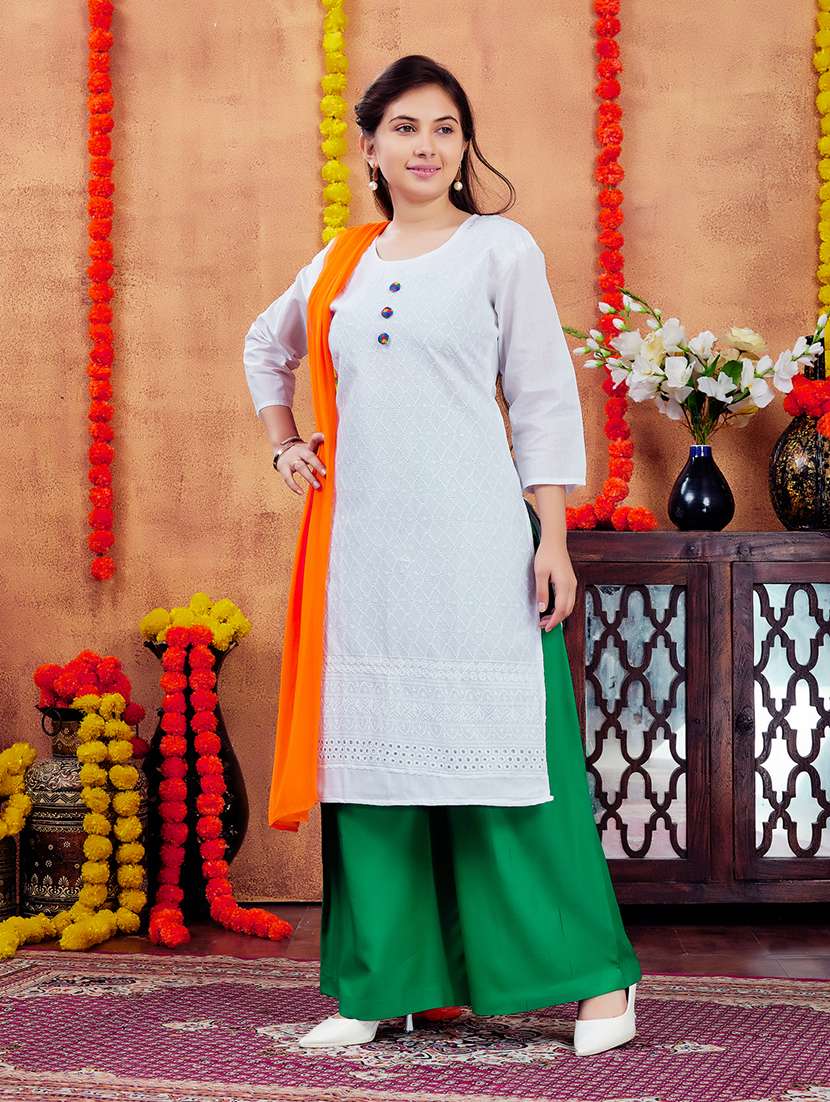 girls embroidered kurta palazzo set with dupatta - 21728133 -  Standard Image - 1