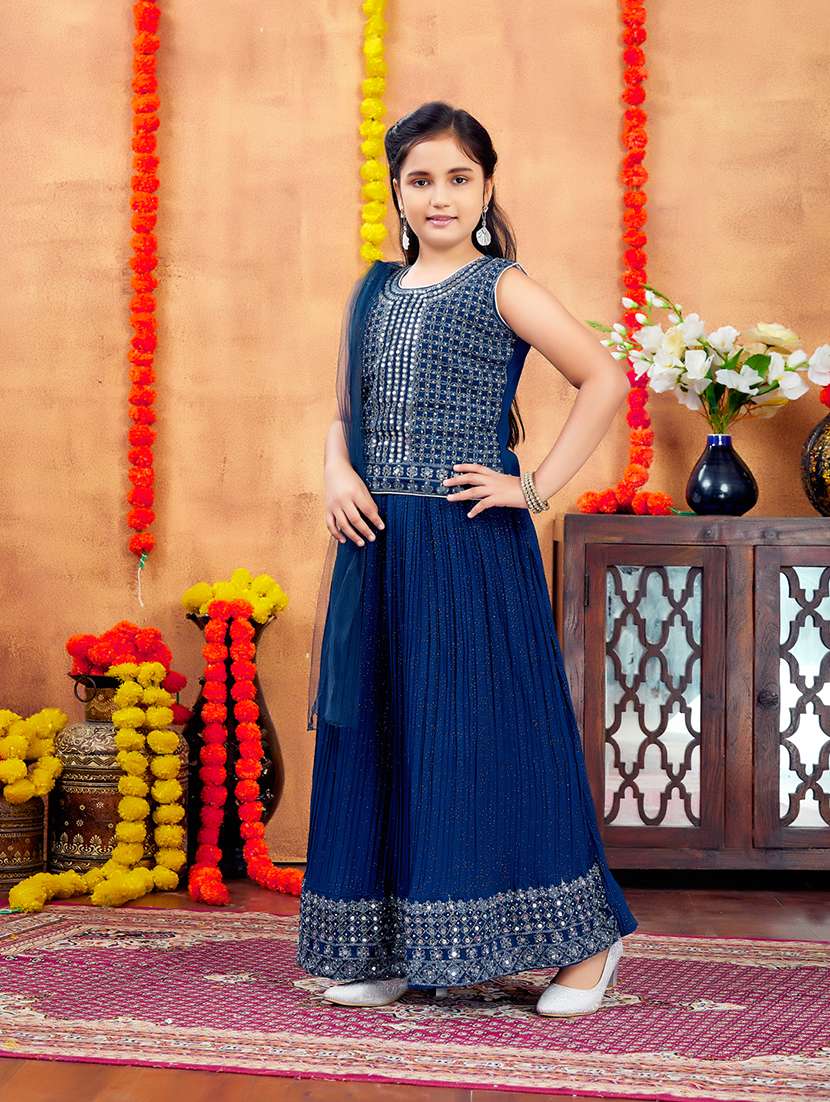 girls mirror work skirt top set with dupatta - 21728135 -  Standard Image - 1