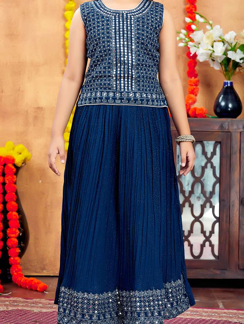 girls mirror work skirt top set with dupatta - 21728135 -  Standard Image - 4