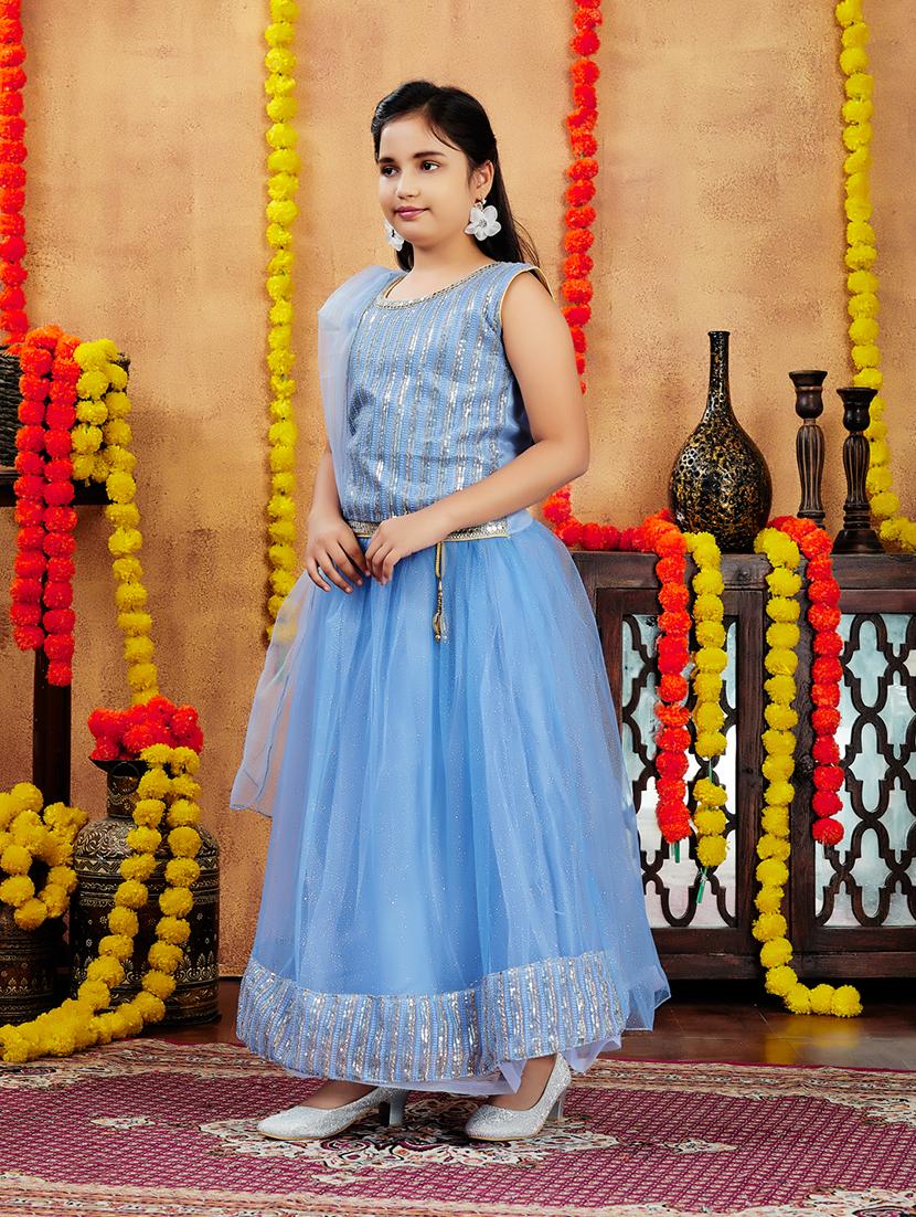 girls sequin work skirt top set with dupatta - 21728137 -  Standard Image - 1