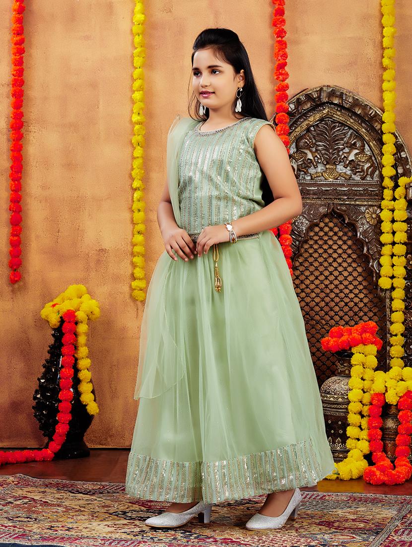 girls sequin work skirt top set with dupatta - 21728138 -  Standard Image - 1