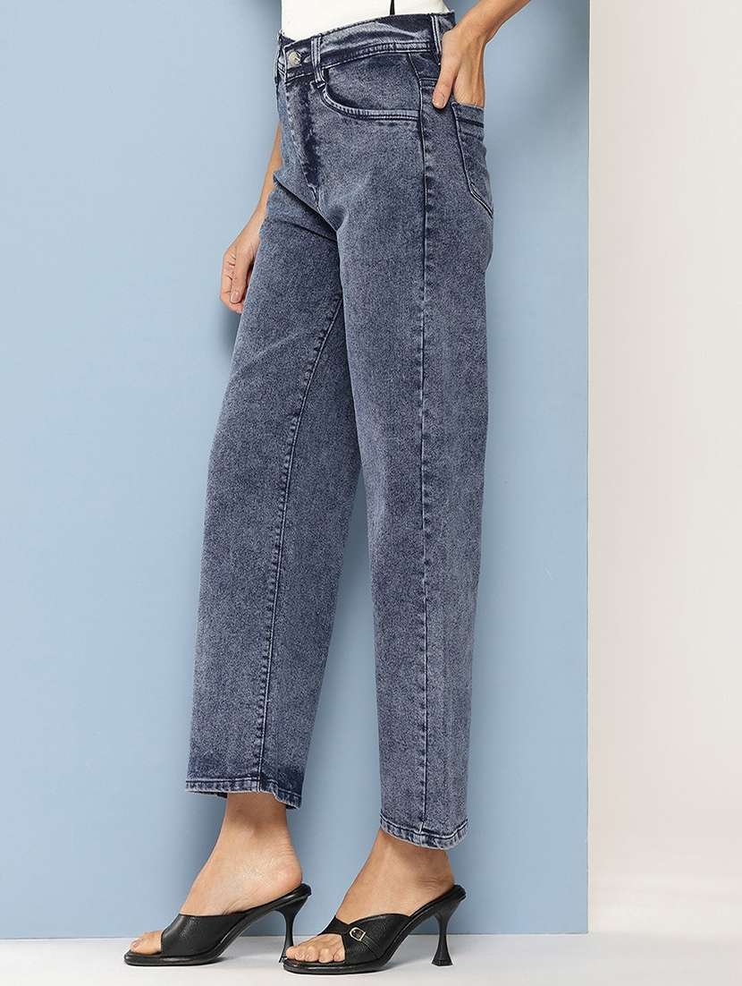 girls solid high rise denim jeans - 21728143 -  Standard Image - 1