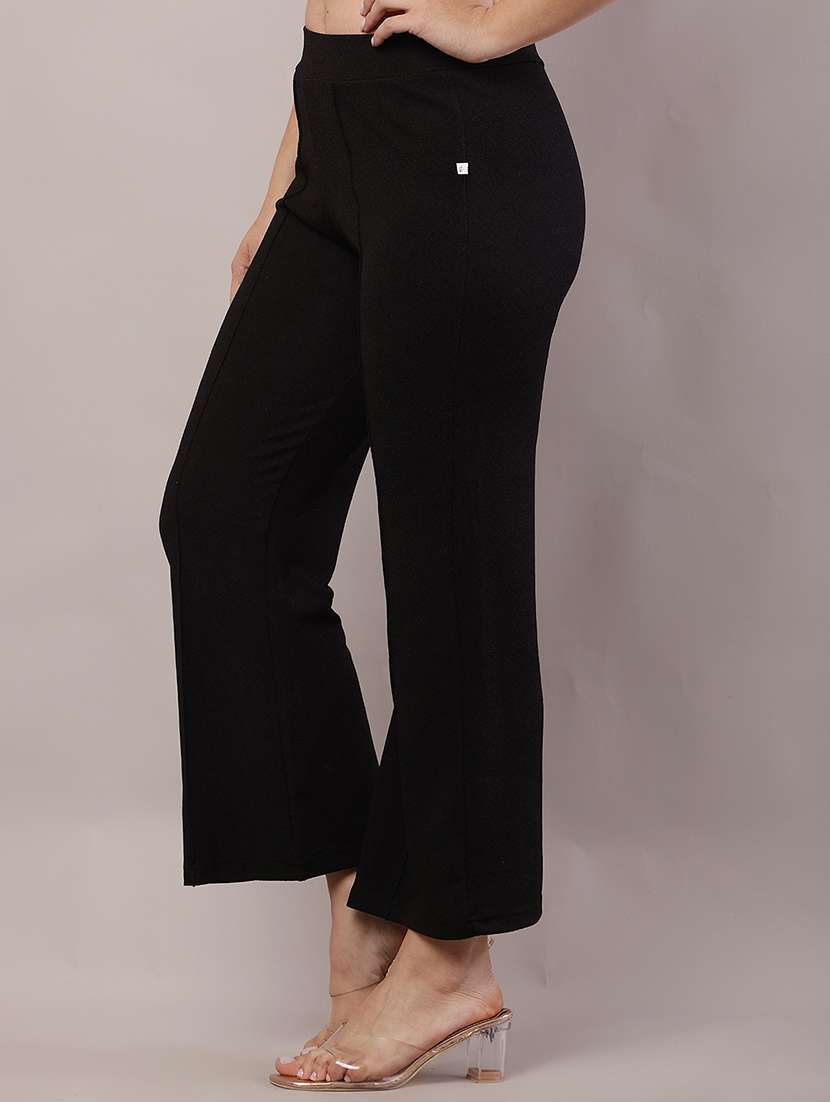 women solid mid rise straight trouser - 21728153 -  Standard Image - 1