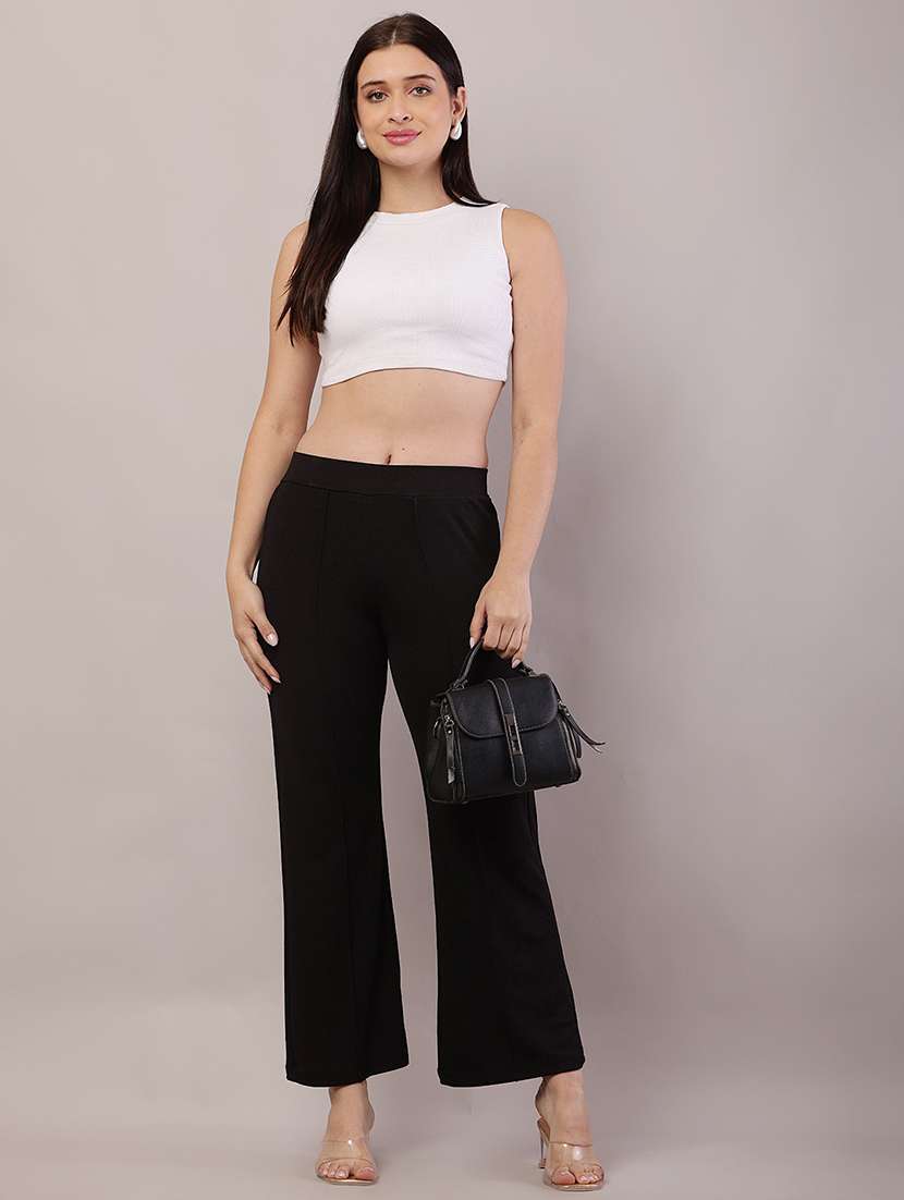 women solid mid rise straight trouser - 21728153 -  Standard Image - 4