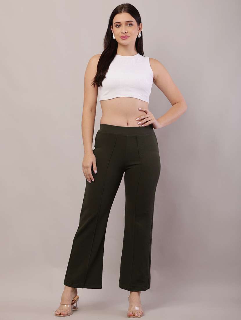 women solid mid rise straight trouser - 21728155 -  Standard Image - 4