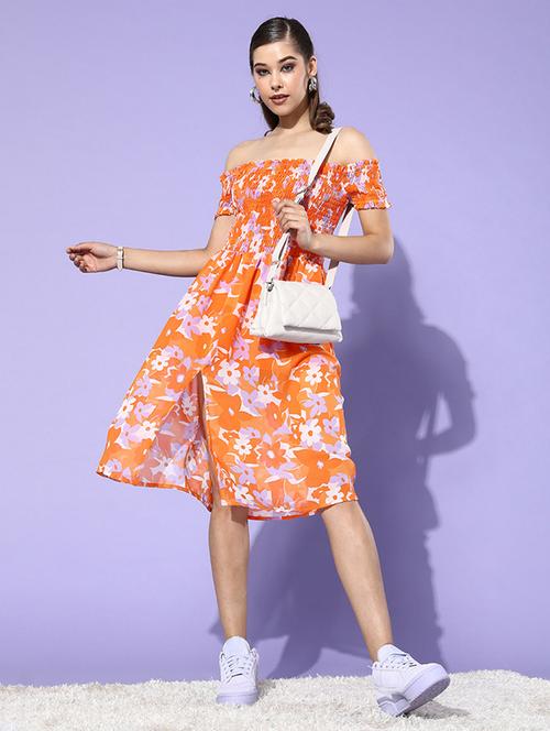 women floral print off shoulder a-line dress - 21728196 - Standard Image - 0