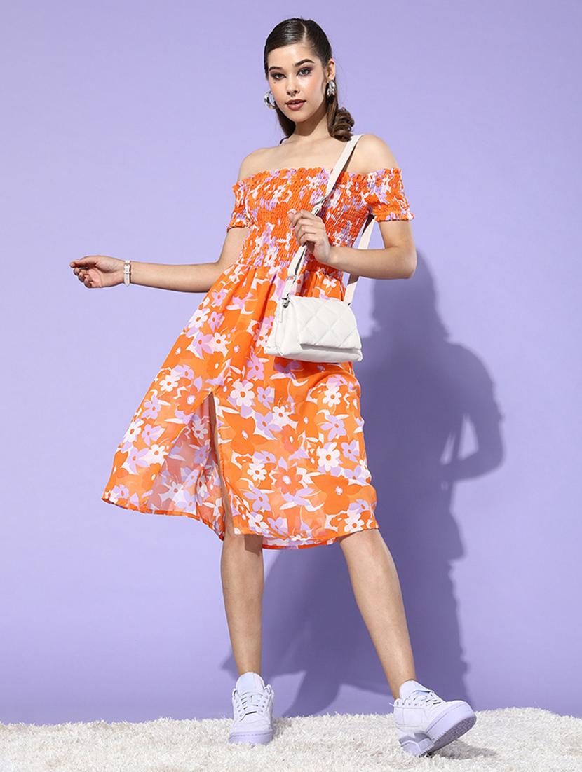 women floral print off shoulder a-line dress - 21728196 - Zoom Image - 0