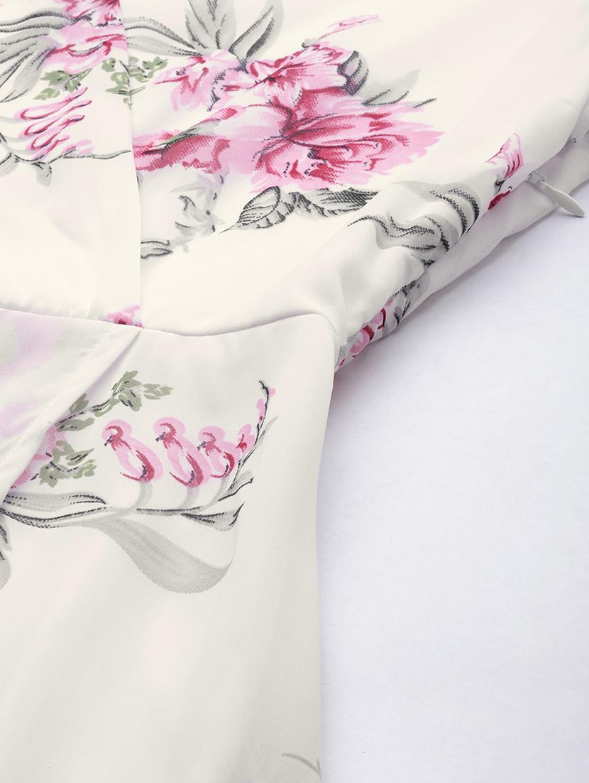 women floral print puff sleeevs tiered dress - 21728201 - Standard Image - 4