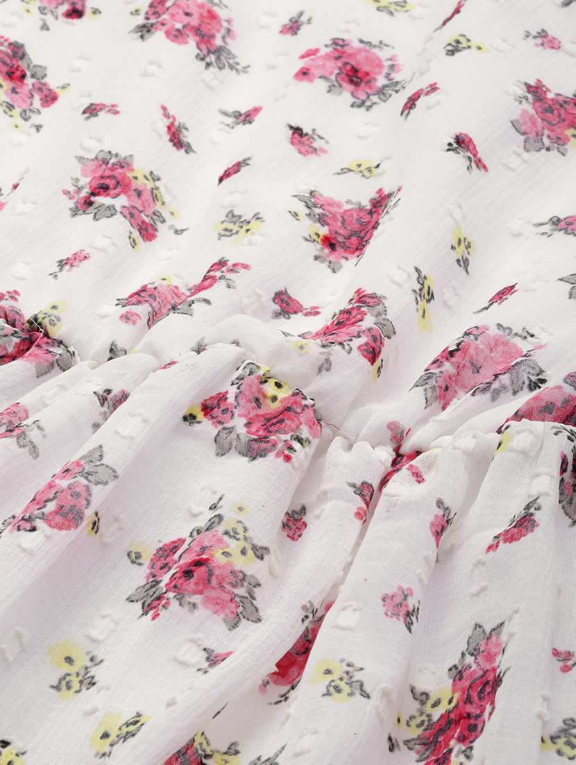 women floral print puff sleeves tiered dress - 21728205 - Standard Image - 4