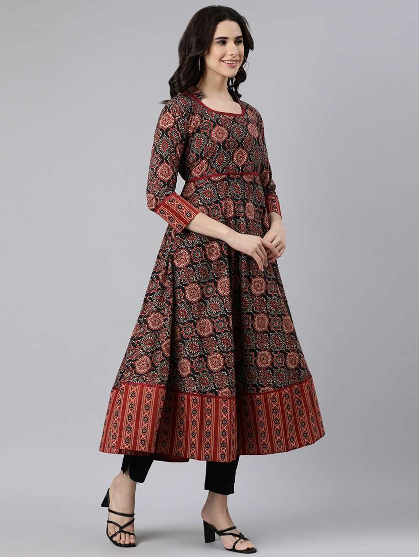 women printed round neck flared kurta - 21728259 -  Standard Image - 1