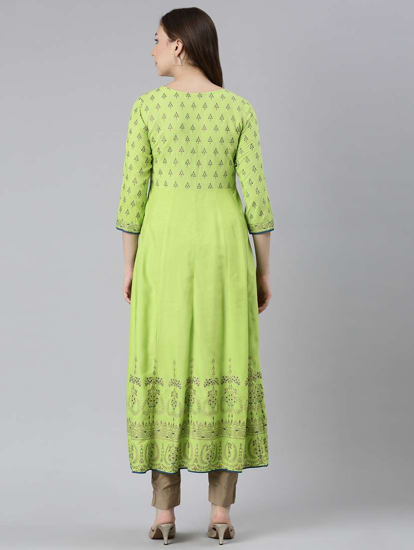 women printed round neck flared kurta - 21728263 -  Standard Image - 4