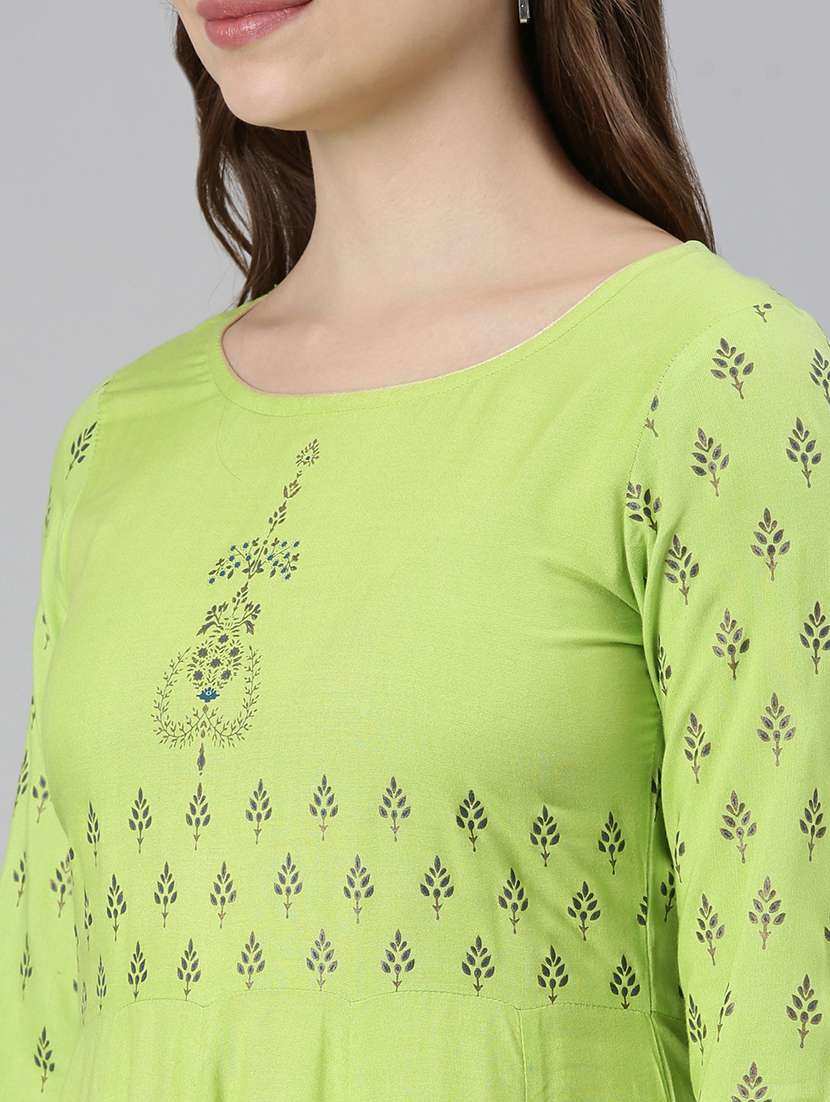 women printed round neck flared kurta - 21728263 -  Standard Image - 6