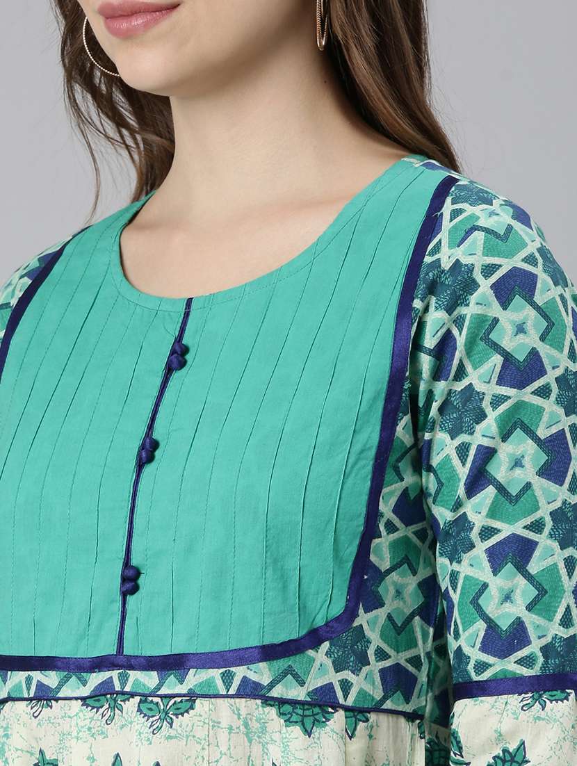 women printed round neck flared kurta - 21728264 -  Standard Image - 6