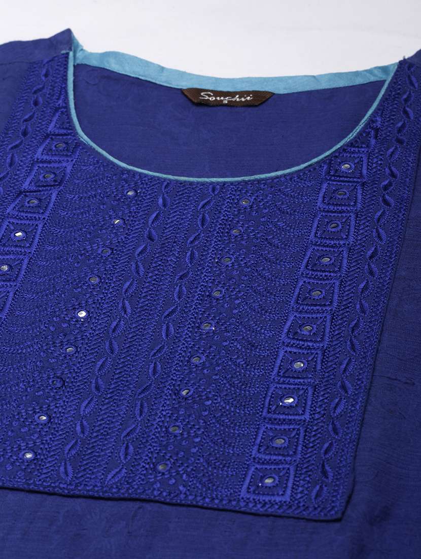 women embroidered straight kurta - 21728279 -  Standard Image - 6