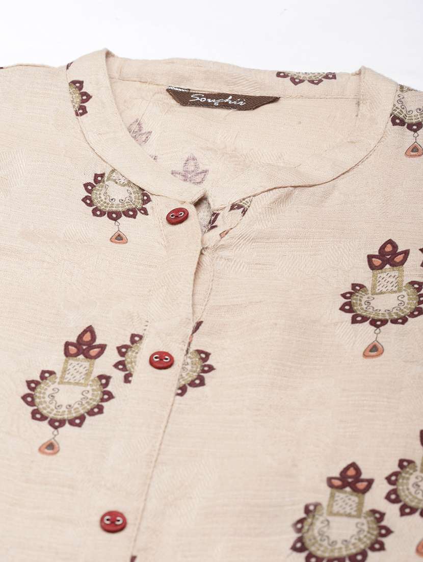 women printed three quarter sleeve straight kurta - 21728280 -  Standard Image - 6