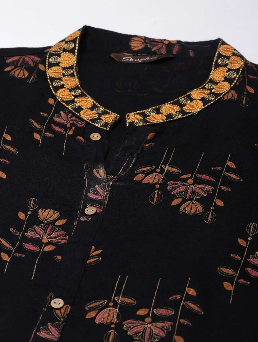 women printed three quarter sleeve straight kurta - 21728281 -  Standard Image - 6