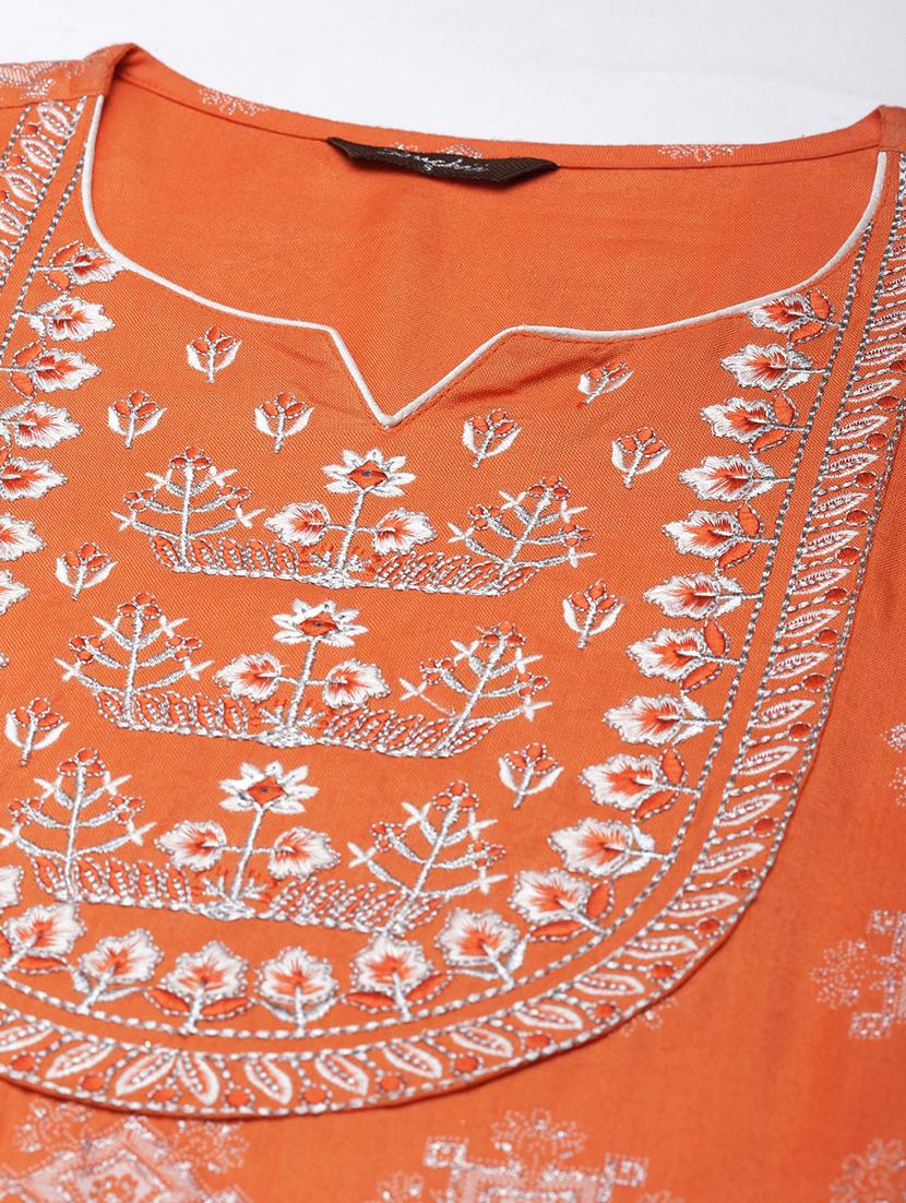 women printed three quarter sleeve straight kurta - 21728284 - Standard Image - 6