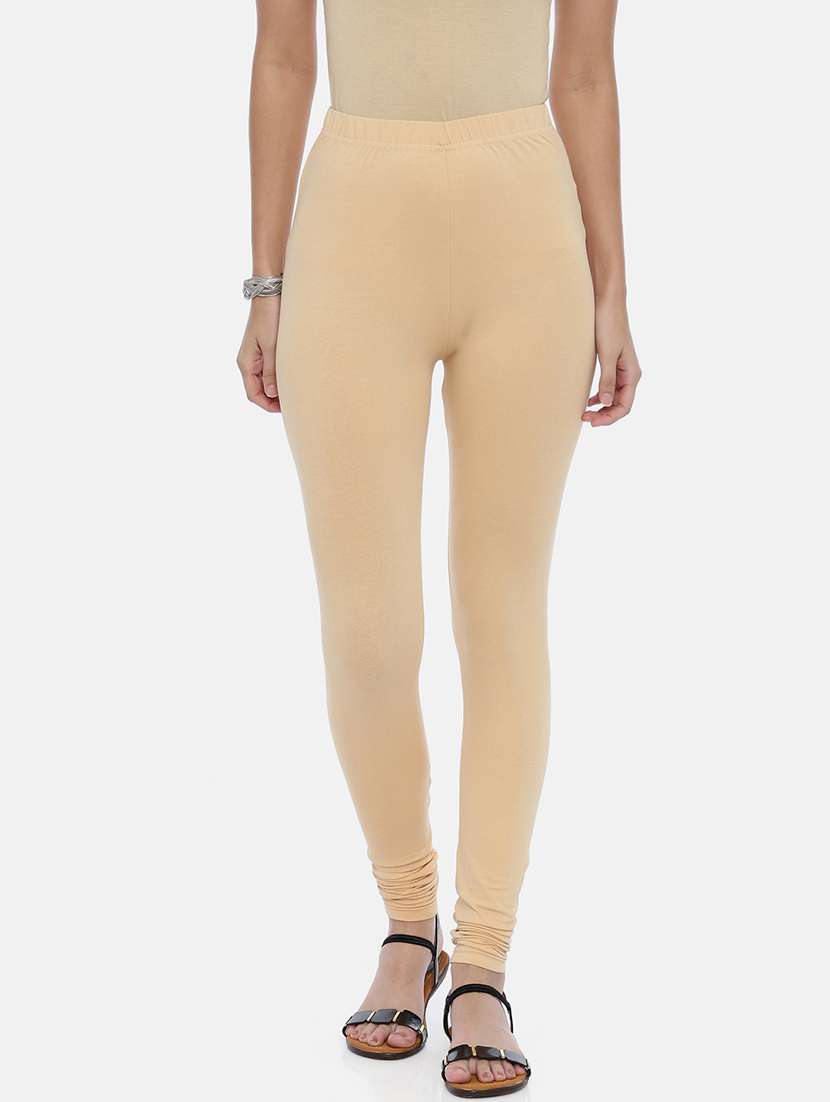 women mid rise solid leggings