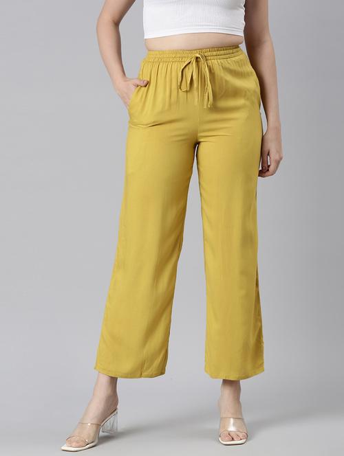 women solid mid rise straight palazzo - 21728289 - Standard Image - 0