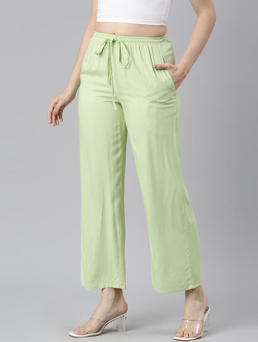women solid mid rise straight palazzo - 21728290 -  Standard Image - 1