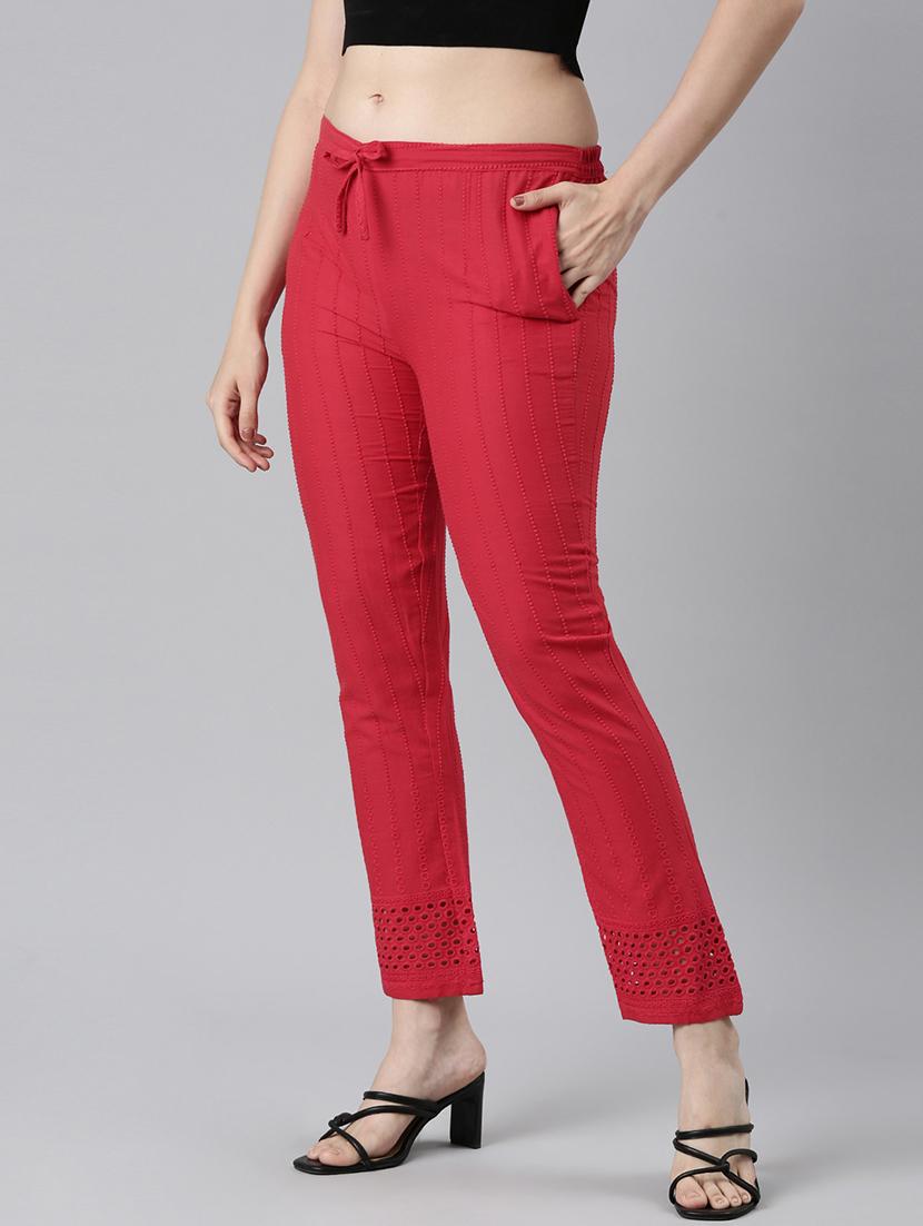women mid rise embroidered tapered pant - 21728291 -  Standard Image - 1