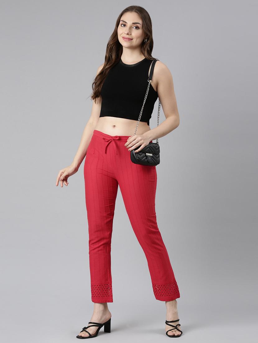 women mid rise embroidered tapered pant - 21728291 - Standard Image - 4