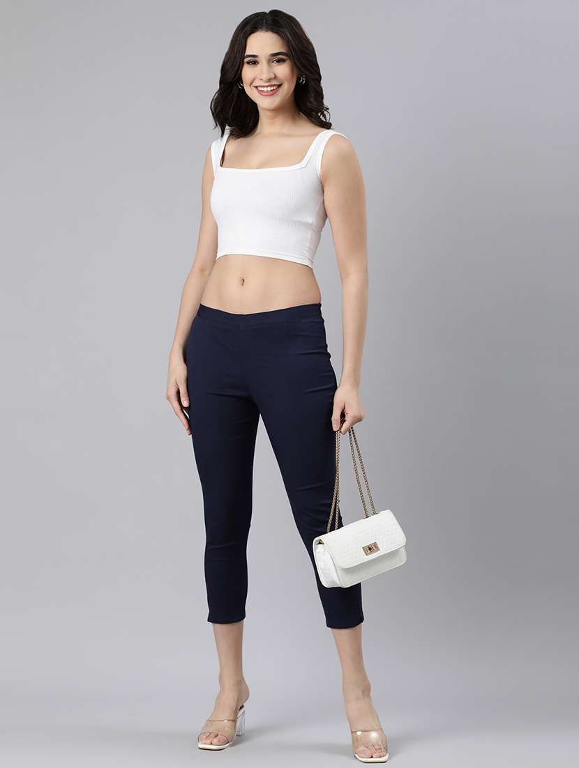 women mid rise solid cigarette pant - 21728296 -  Standard Image - 4