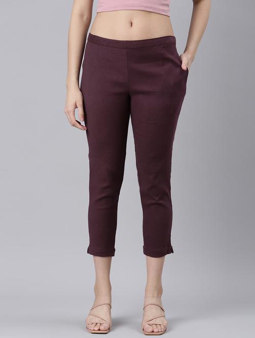women mid rise solid cigarette pant - 21728298 - Standard Image - 0