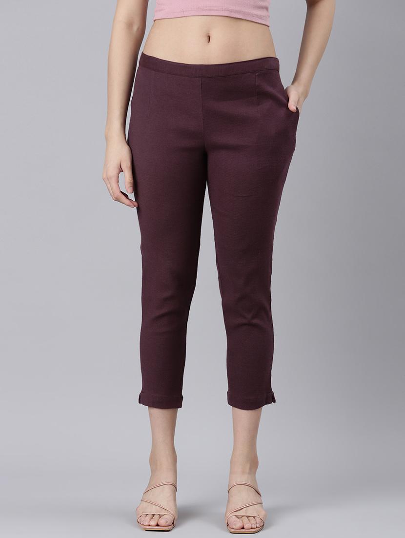 women mid rise solid cigarette pant - 21728298 - Zoom Image - 0
