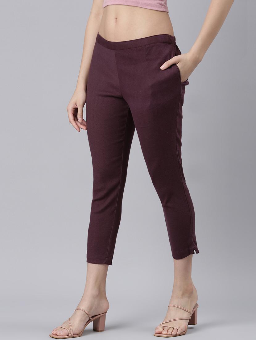 women mid rise solid cigarette pant - 21728298 - Standard Image - 1